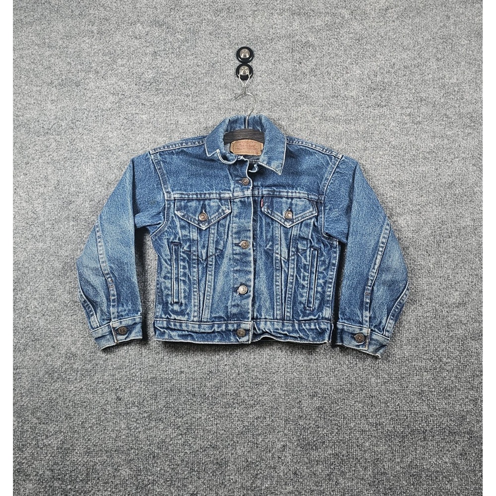 Vintage Levi's Type iii Denim Trucker Jacket Kids Size 5 Blue USA 37406-0215